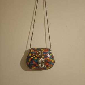 Rare MCM Handmade Hard shell Metal Multicolor Mosaic Purse Shoulder Bag